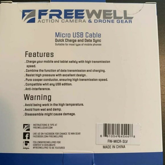 Drone & Camera Freewell Micro USB Cable Gold NWT - Picture 2 of 5